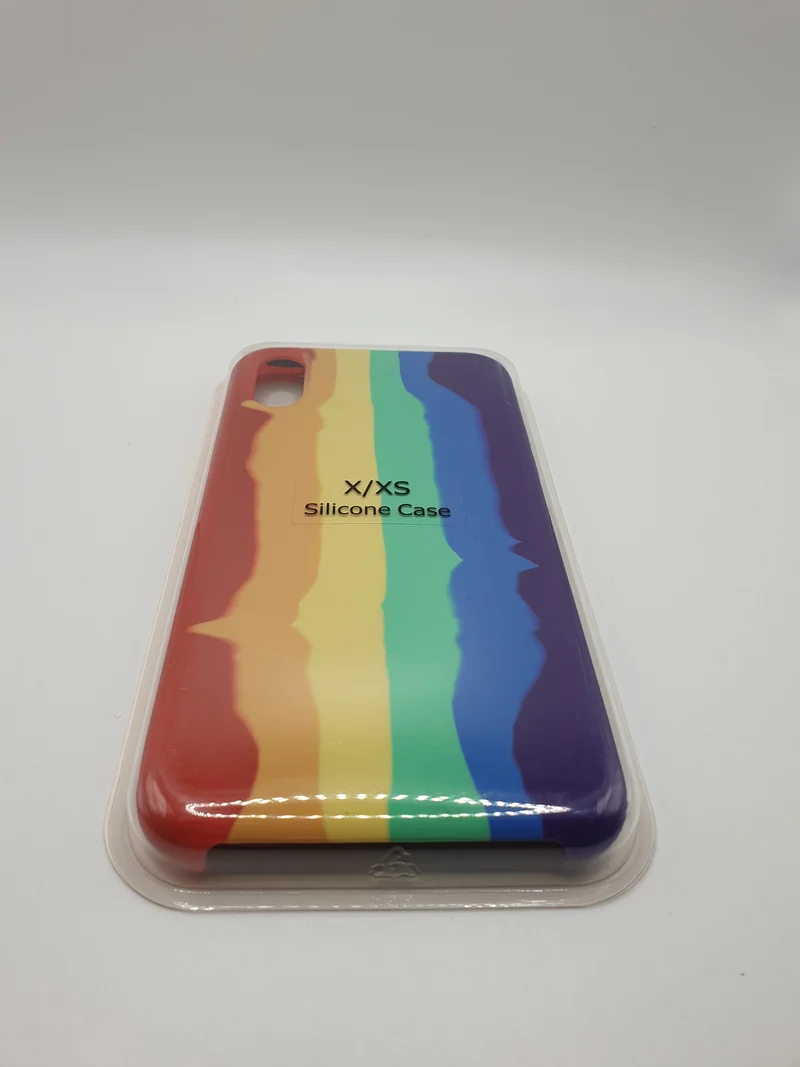 iPhone X/XS Multi Colour Phone Case Cover Silicone Extra Grip Stylish Unique Design Rainbow