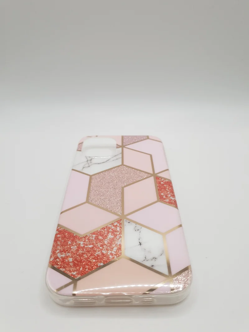 iPhone 12 Mini 5.4 Case Cover Marble Design Pink Glitter Phone Protection Stylish Unique