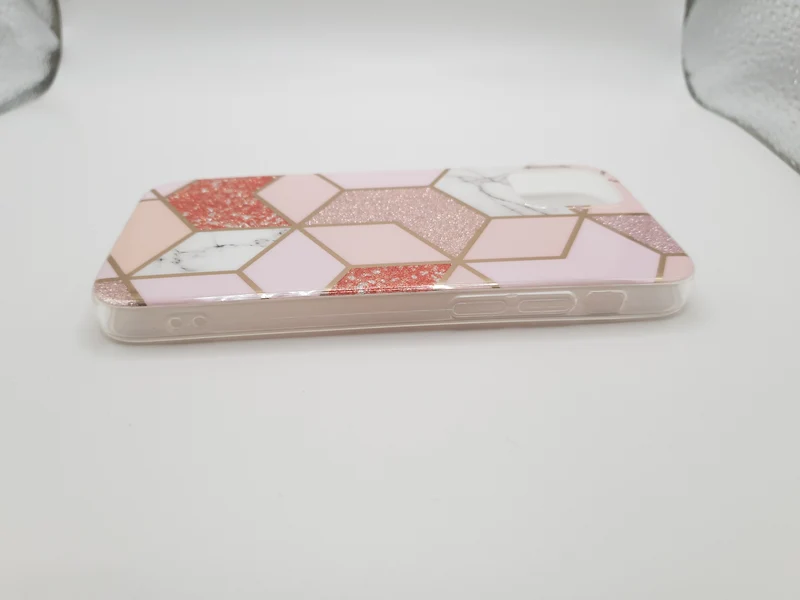 iPhone 12 Mini 5.4 Case Cover Marble Design Pink Glitter Phone Protection Stylish Unique