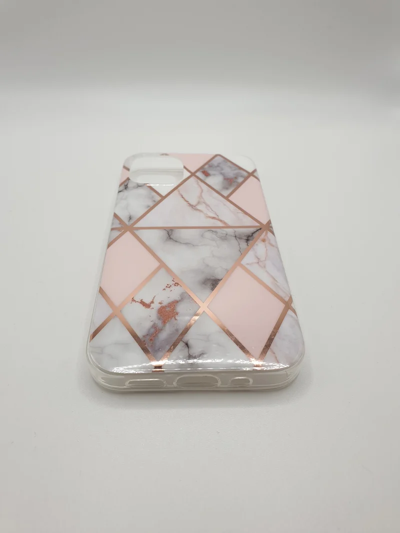 iPhone 12 Mini 5.4 Case Cover Marble Design Pink White Phone Protection Stylish Unique