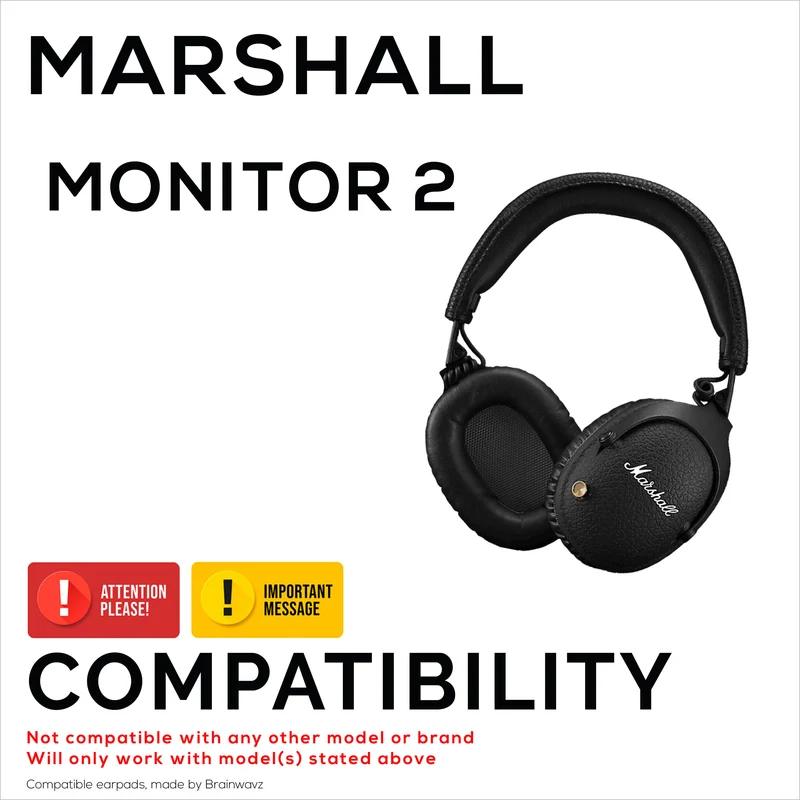 Coussinets d'oreille de remplacement pour casque Marshall Monitor 2, cuir PU, mousse à mémoire de forme pour plus de confort, coussinets d'oreille améliorés, durables et durables
