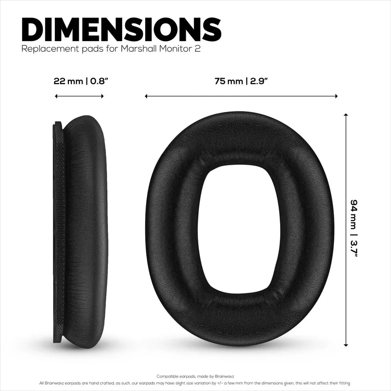 Coussinets d'oreille de remplacement pour casque Marshall Monitor 2, cuir PU, mousse à mémoire de forme pour plus de confort, coussinets d'oreille améliorés, durables et durables