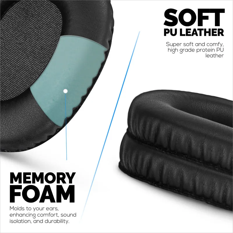 Coussinets d'oreille de remplacement pour casque Marshall Monitor / Monitor Bluetooth (1ère génération), cuir PU, mousse à mémoire de forme pour plus de confort, coussin d'oreille amélioré, durable et durable