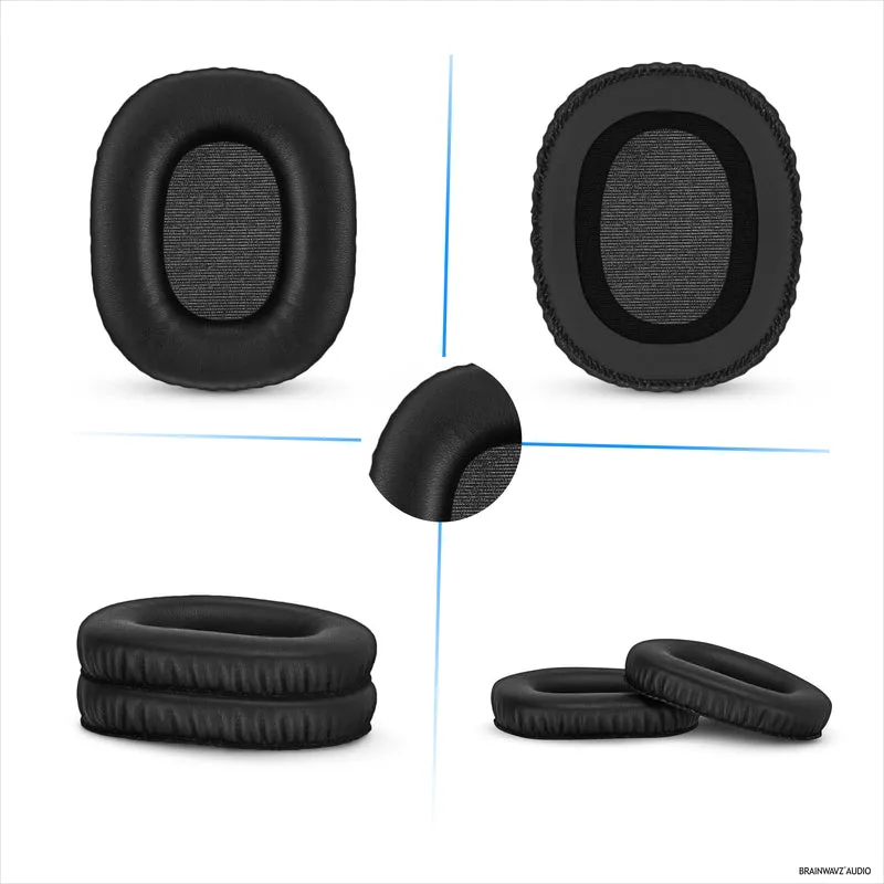 Coussinets d'oreille de remplacement pour casque Marshall Monitor / Monitor Bluetooth (1ère génération), cuir PU, mousse à mémoire de forme pour plus de confort, coussin d'oreille amélioré, durable et durable