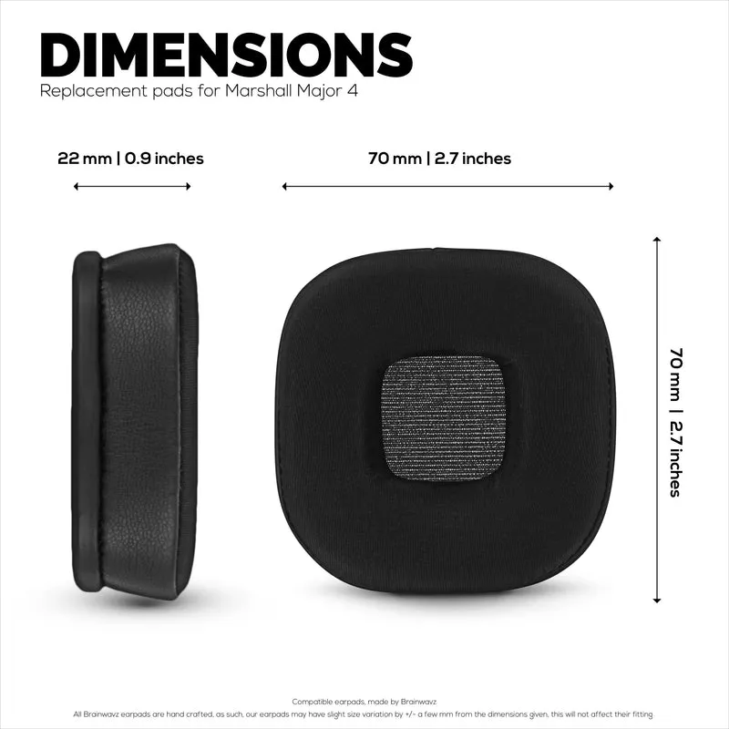 Coussinets d'oreille hybrides pour casque Marshall Major 4, gel froid, cuir PU et mousse à mémoire de forme plus épaisse pour un confort supplémentaire