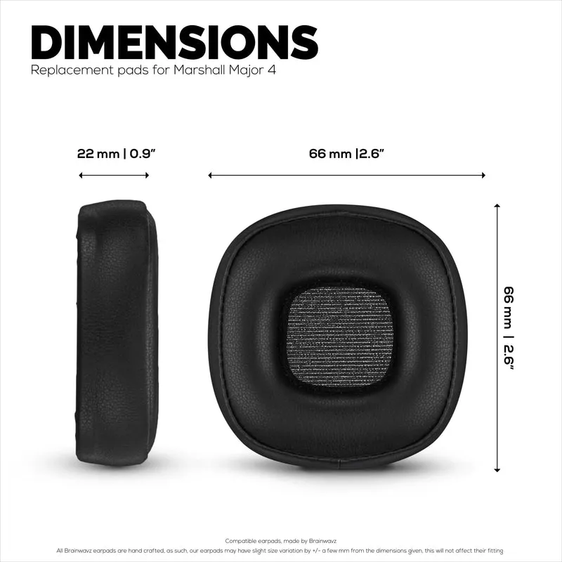 Coussinets d'oreille de remplacement pour casque Marshall Major 4, cuir PU, mousse à mémoire de forme pour plus de confort, coussinets d'oreille améliorés, durables et durables
