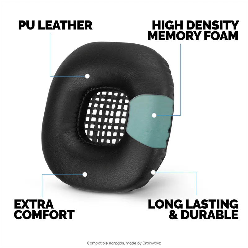 Coussinets d'oreille de remplacement pour casque Marshall Major 2, cuir PU, mousse à mémoire de forme pour plus de confort, coussinets d'oreille améliorés, durables et durables