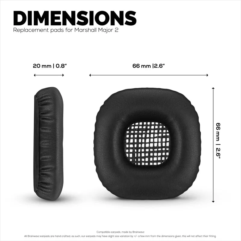 Coussinets d'oreille de remplacement pour casque Marshall Major 2, cuir PU, mousse à mémoire de forme pour plus de confort, coussinets d'oreille améliorés, durables et durables