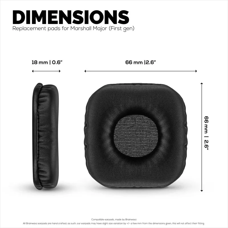 Coussinets d'oreille de remplacement pour casque Marshall Major (1ère génération), cuir PU, mousse souple pour plus de confort, coussinets d'oreille améliorés, durables et durables