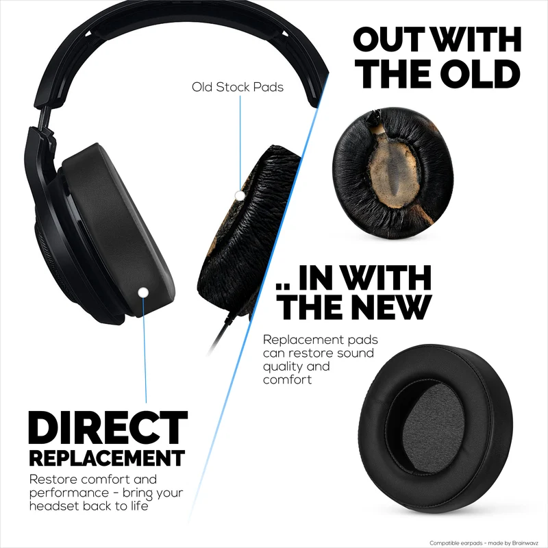 Coussinets d'oreille de remplacement pour Razer MANO'WAR 7.1, cuir PU, mousse à mémoire de forme pour plus de confort,