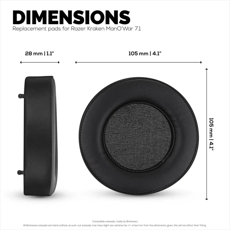 Coussinets d'oreille de remplacement pour Razer MANO'WAR 7.1, cuir PU, mousse à mémoire de forme pour plus de confort,