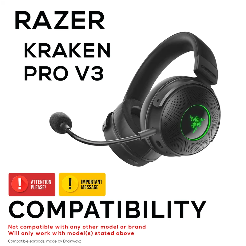 Coussinets d'oreille hybrides pour casque Razer Kraken PRO V3, gel froid, cuir PU et mousse à mémoire de forme plus épaisse