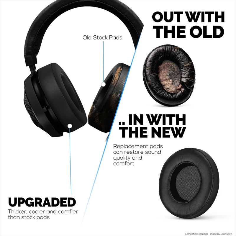 Coussinets d'oreille hybrides pour casque Razer Kraken PRO V2 7.1, gel froid, cuir PU et mousse à mémoire de forme plus épaisse