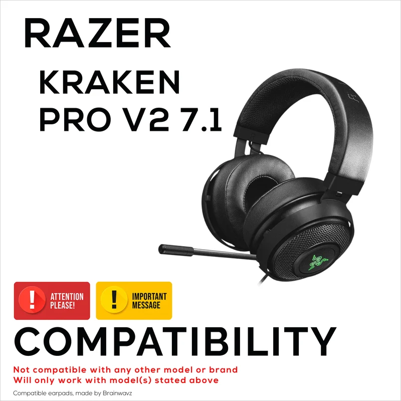 Coussinets d'oreille en cuir PU pour casque de jeu Razer Kraken PRO V2 7.1, cuir PU, mousse à mémoire de forme