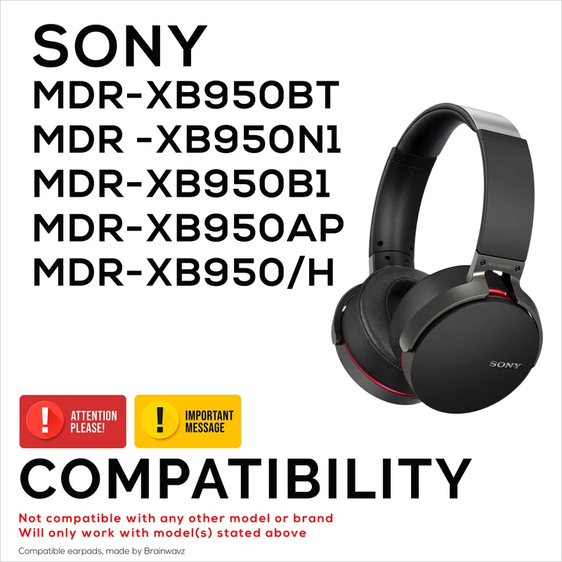 Coussinets de rechange pour écouteurs Sony MDR-XB950BT, XB950N1, XB950B1, XB950AP et XB950/H, cuir PU, mousse à mémoire de forme