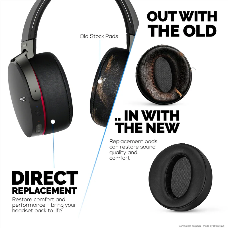 Coussinets de rechange pour écouteurs Sony MDR-XB950BT, XB950N1, XB950B1, XB950AP et XB950/H, cuir PU, mousse à mémoire de forme