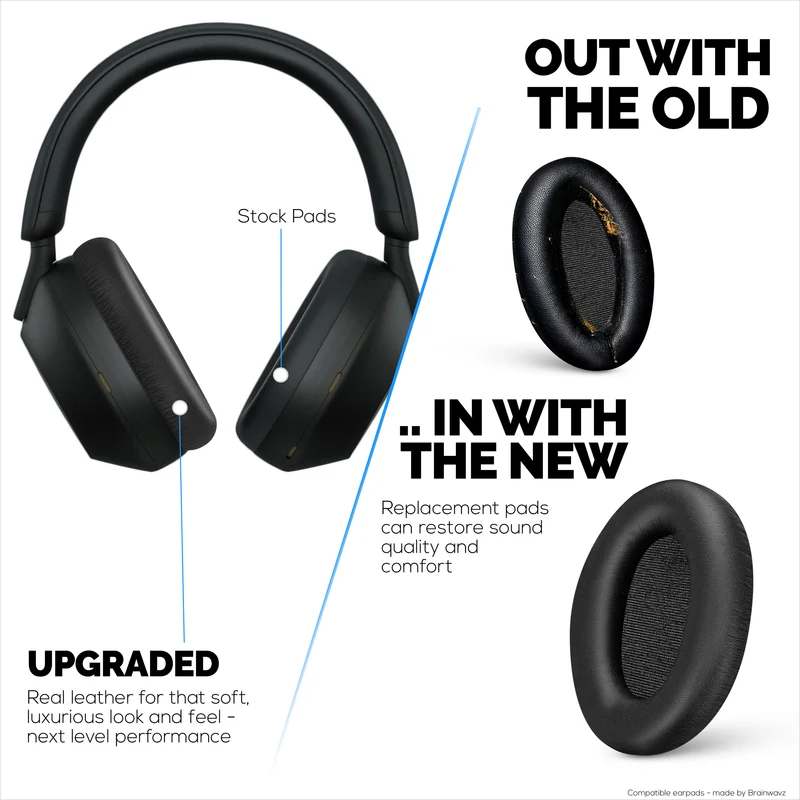 Coussinets d'oreille en peau de mouton pour casque Sony WH-1000XM4, cuir véritable souple, mousse à mémoire de forme, confort supplémentaire, durable et longue durée de vie