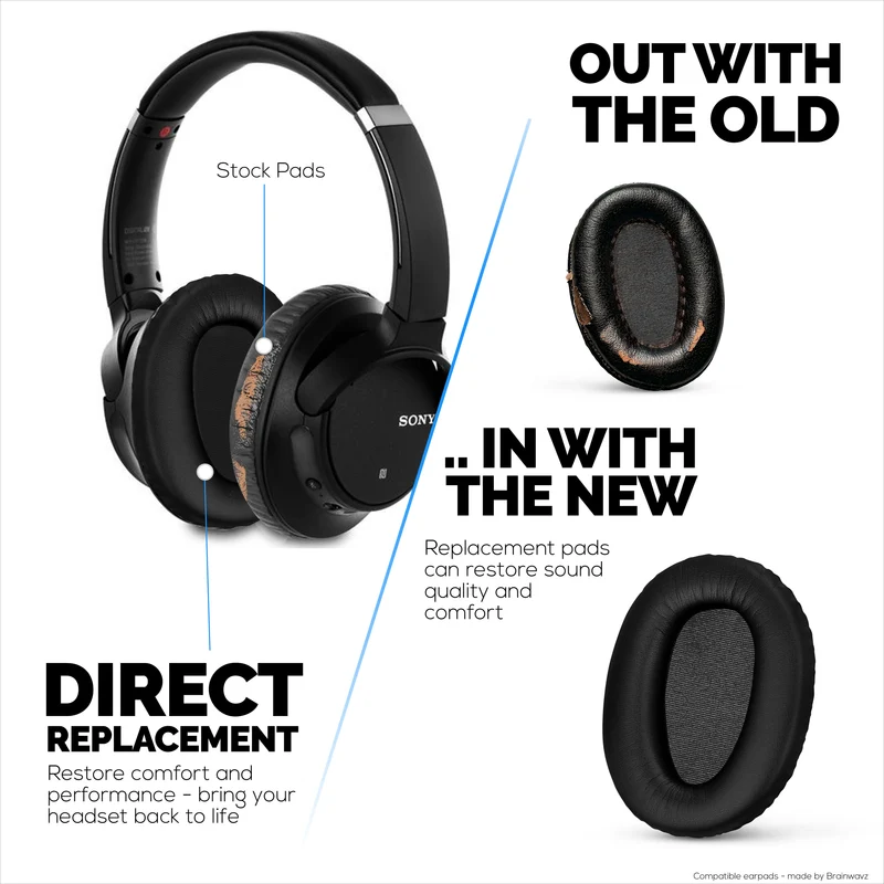 Coussinets de rechange pour écouteurs Sony WH-CH700N, MDR-ZX770 (ZX770BN), MDR-ZX780 (ZX780DC) et MDR-10R, cuir PU, mousse à mémoire de forme
