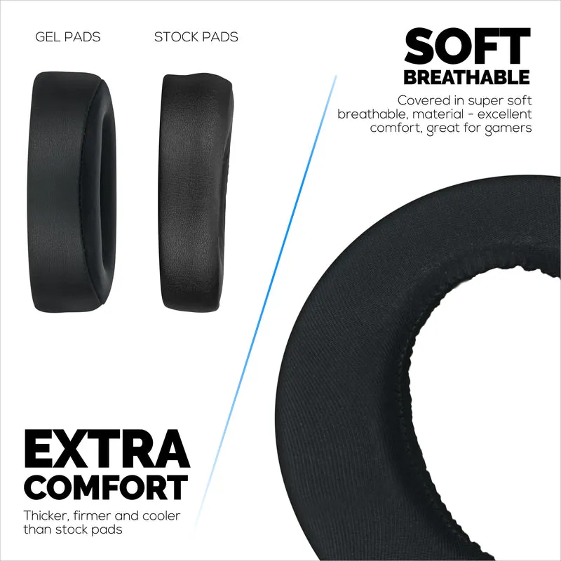 Coussinets d'oreille hybrides pour casque Sony PS5 PULSE 3D, gel frais, tissu ultra doux, cuir PU et mousse à mémoire de forme plus épaisse