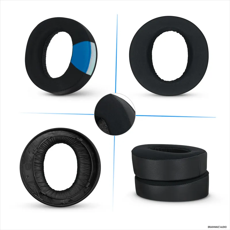Coussinets d'oreille hybrides pour casque Sony PS5 PULSE 3D, gel frais, tissu ultra doux, cuir PU et mousse à mémoire de forme plus épaisse