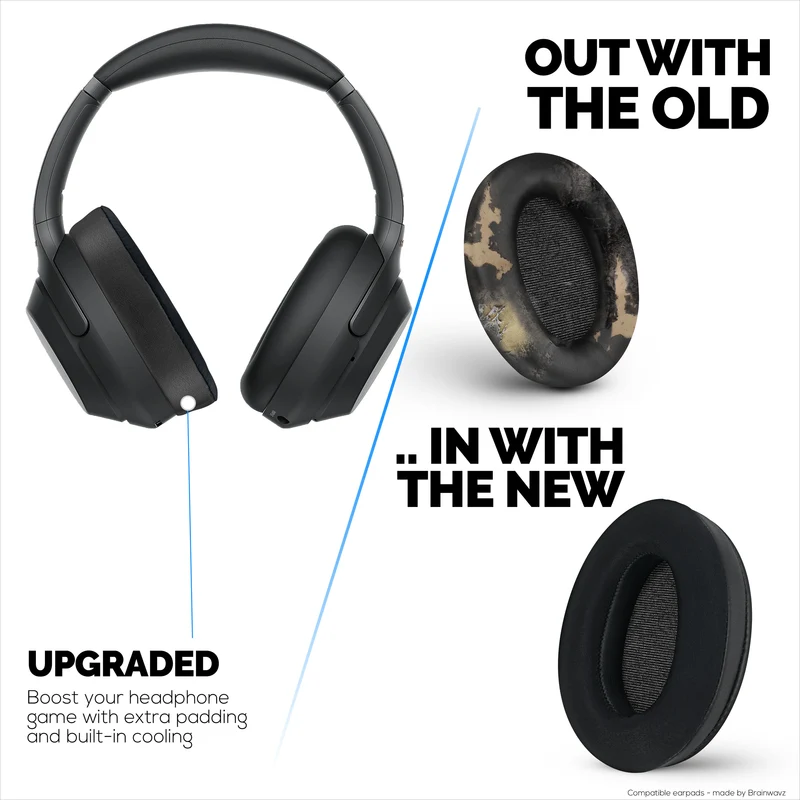 Coussinets d'oreille en gel hybride pour casque Sony WH-1000XM3, gel frais, tissu ultra doux, cuir PU et mousse à mémoire de forme plus épaisse