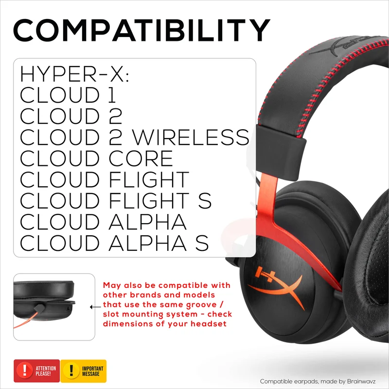 Coussinets d'oreille en gel en peau de mouton pour casques HyperX Cloud 1, 2 Wireless, Core, Flight S, Alpha S et plus, cuir souple, gel rafraîchissant, confort supplémentaire, durable et longue durée de vie