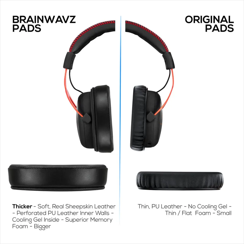 Coussinets d'oreille en gel en peau de mouton pour casques HyperX Cloud 1, 2 Wireless, Core, Flight S, Alpha S et plus, cuir souple, gel rafraîchissant, confort supplémentaire, durable et longue durée de vie