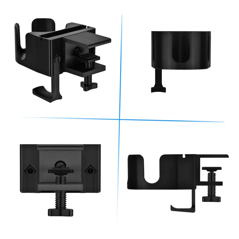 Porte-gobelet de bureau avec support pour casque et téléphone, support pour stylo et papeterie - Pince réglable, s'installe sur les bureaux et les tables, peut contenir des tasses et des tasses jusqu'à 10 cm de diamètre
