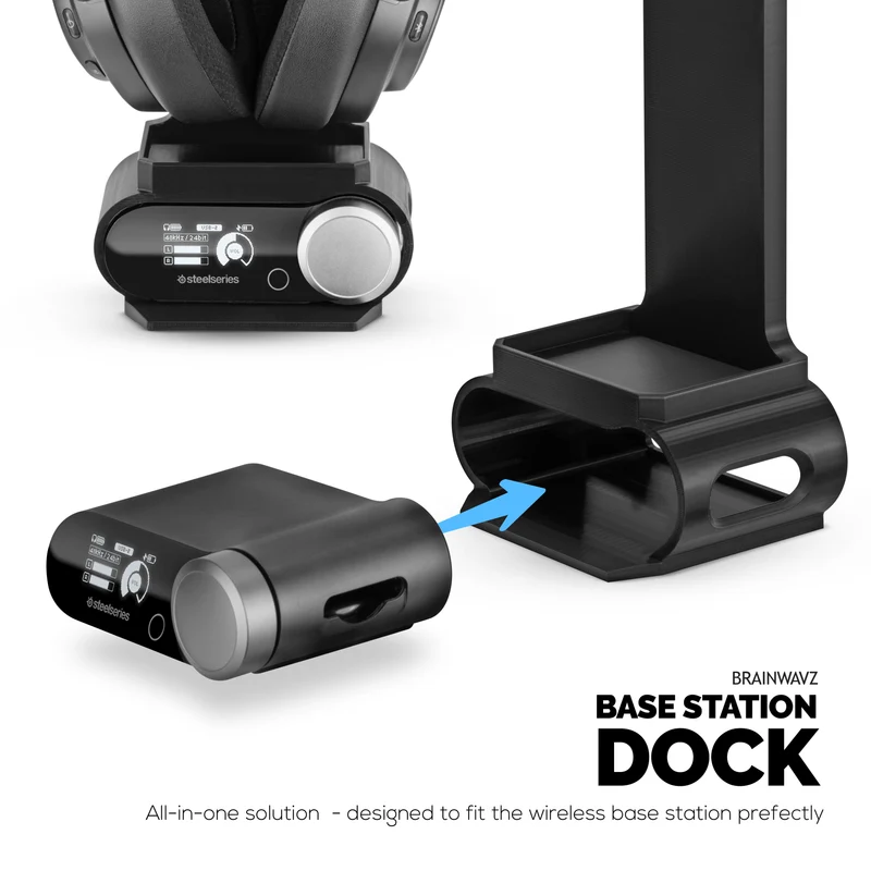 Support pour casque conçu pour les casques Steelseries Arctis Nova Pro Wireless, Nova Pro Omni et Nova Elite, avec station d'accueil pour la station de base sans fil.