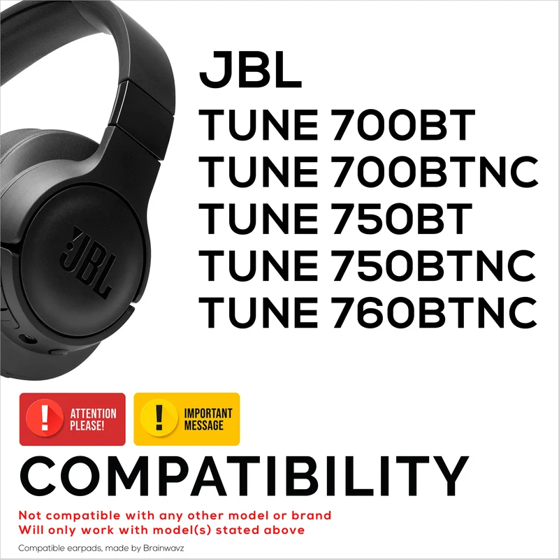 Coussinets d'oreille hybrides pour casques JBL TUNE 750BT, TUNE 760BTNC, TUNE 700BTNC, TUNE 700BT et TUNE 750BTNC, gel doux et frais, tissu ultra doux, cuir PU et mousse à mémoire de forme