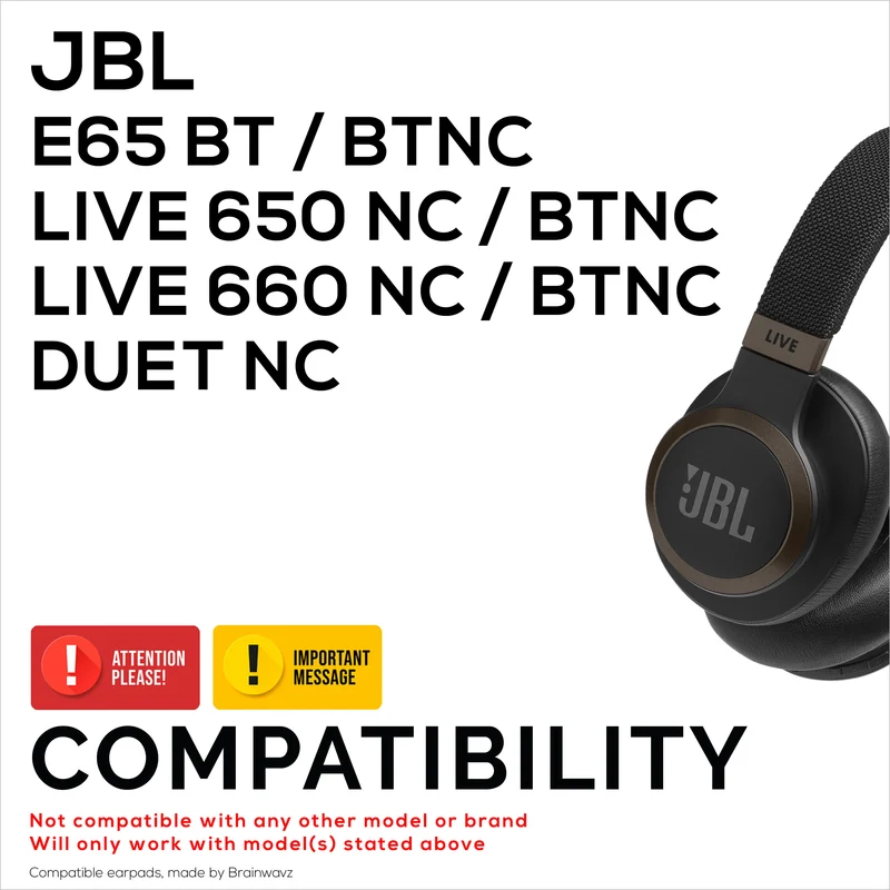 Coussinets d'oreille hybrides pour casques JBL E65 (E65BT E65BTNC), Live 650 (650NC 650BTNC), Live 660 (660NC 660BTNC) et Duet NC, gel froid, tissu ultra doux, cuir PU et mousse à mémoire de forme plus épaisse