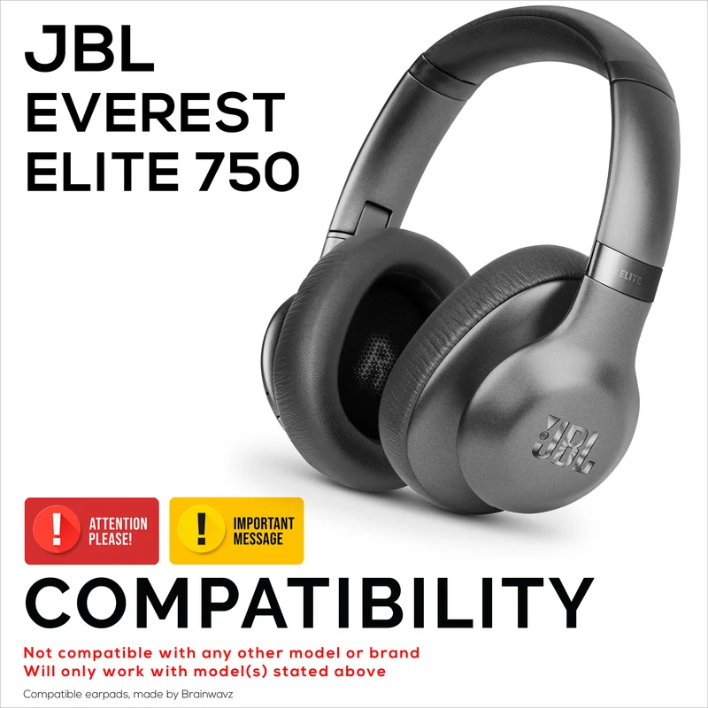 Coussinets de rechange pour casque JBL EVEREST ELITE 750 et 750NC - Cuir PU et mousse à mémoire de forme