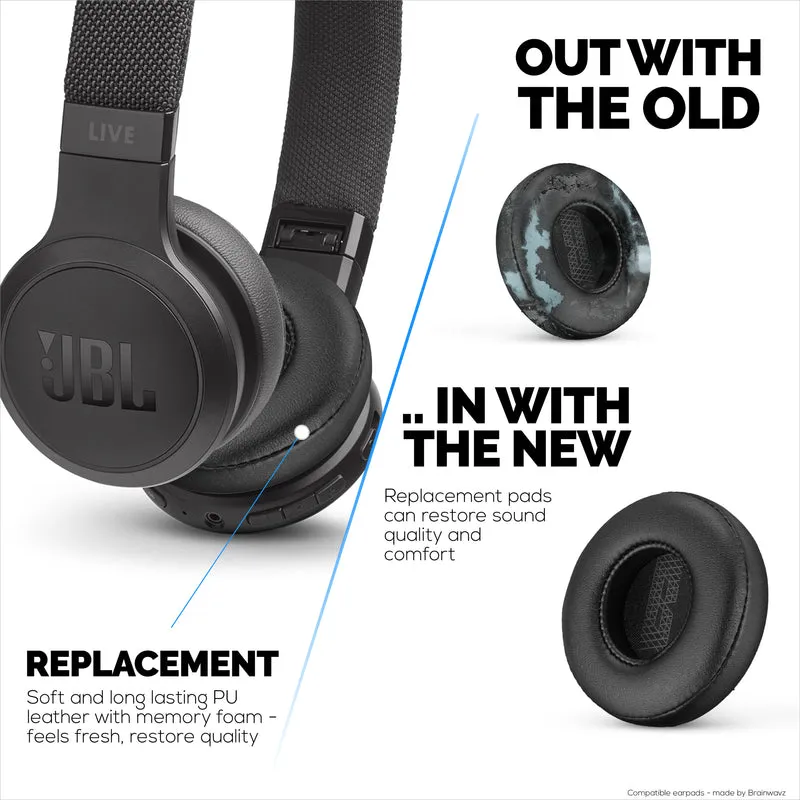 Coussinets de rechange pour casque JBL Live 400BT - Cuir PU et mousse à mémoire de forme