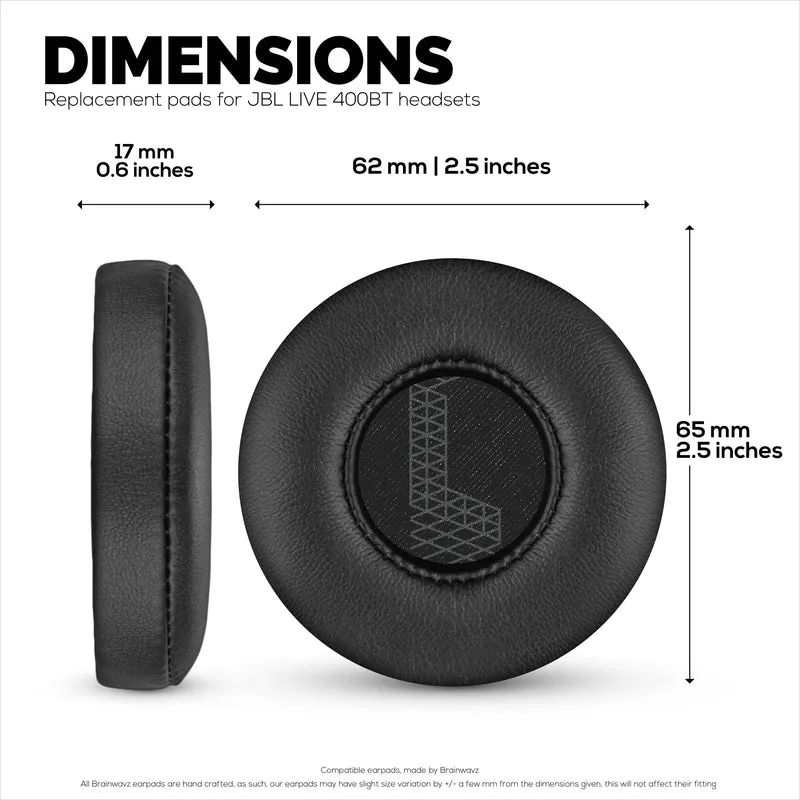 Coussinets de rechange pour casque JBL Live 400BT - Cuir PU et mousse à mémoire de forme