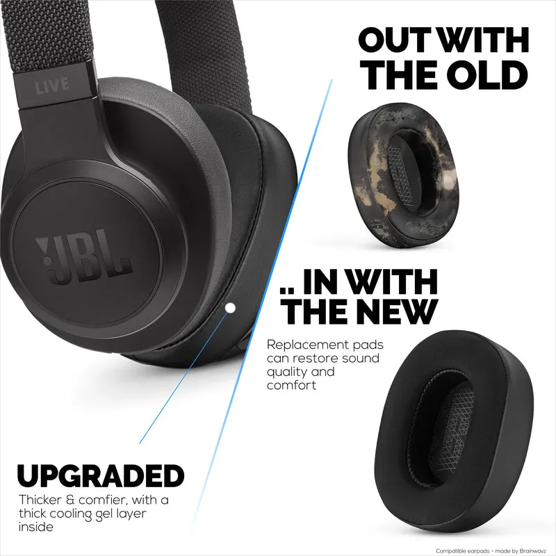 Coussinets d'oreille hybrides pour casque JBL LIVE 500BT, gel froid, tissu ultra doux, cuir PU et mousse à mémoire de forme plus épaisse