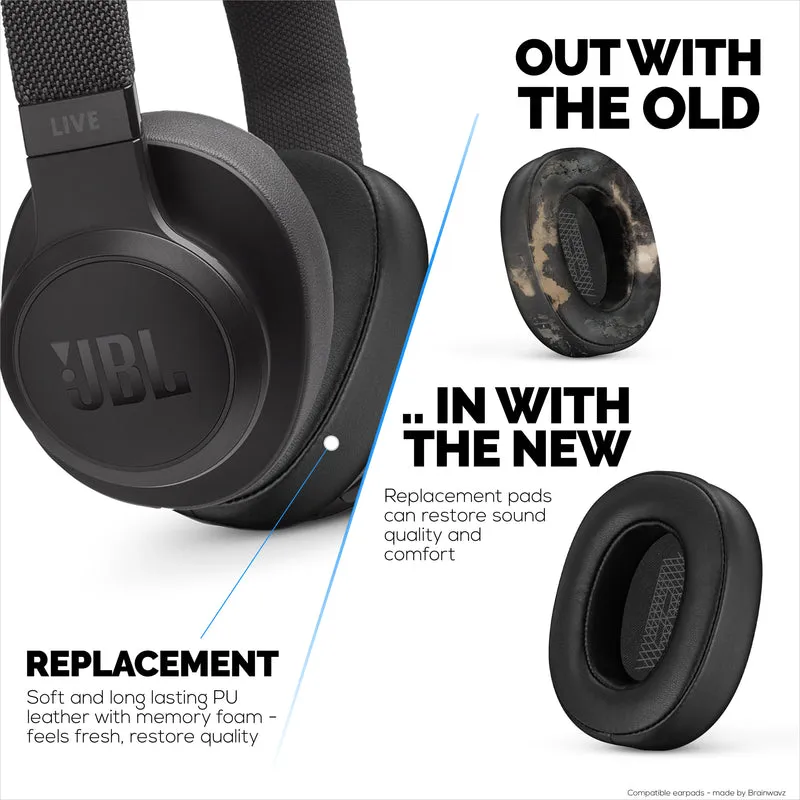 Coussinets d'oreille de remplacement pour casque JBL 500BT - Coussin d'oreille en cuir PU et mousse à mémoire de forme