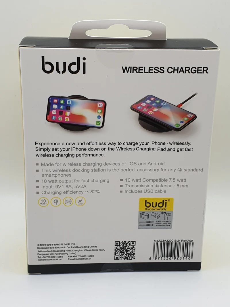 Budi Fast Wireless Charger Qi Devices Smartphones Android iOS Stand Folds Up