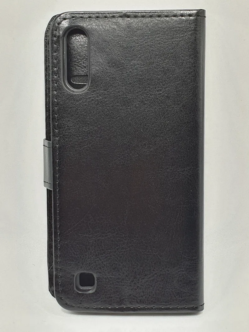 Samsung A10 Wallet Card Insert Case Faux Leather Black Full Protection Stand Up Cover