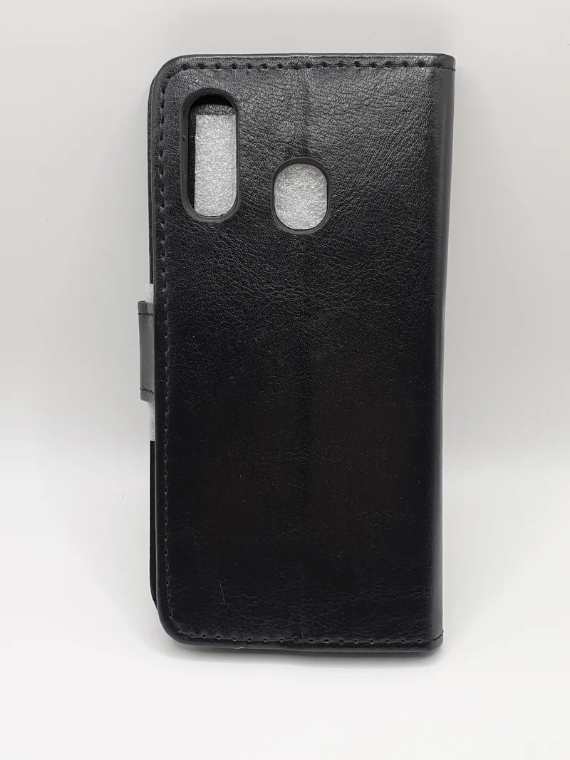 Samsung A40 Wallet Card Insert Case Faux Leather Black Full Protection