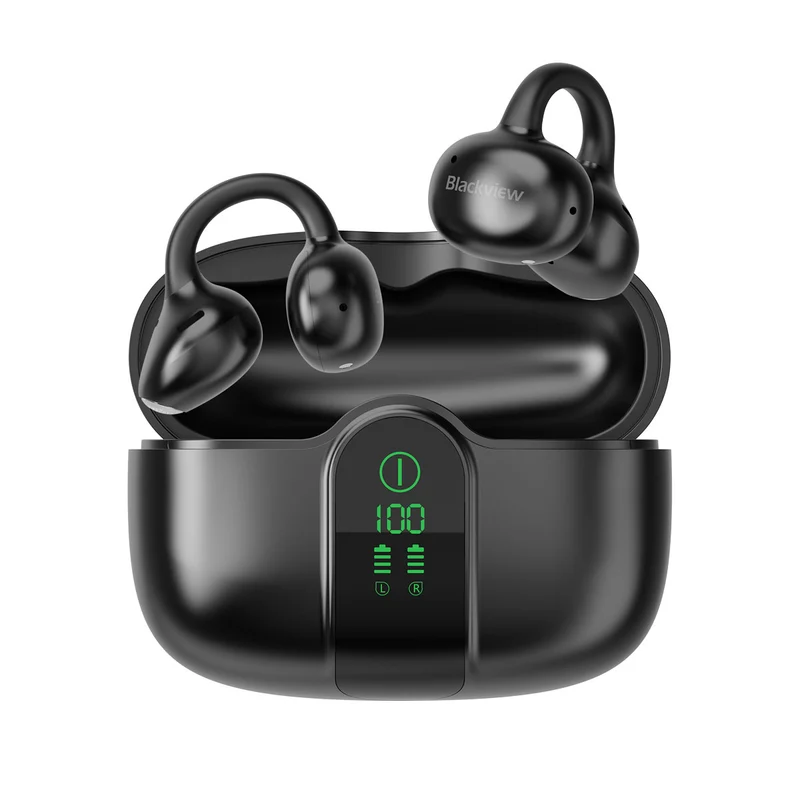 Blackview AirBuds 15 - Écouteurs OWS à clipser avec écran LED étanche IPX5 et Bluetooth 6.0