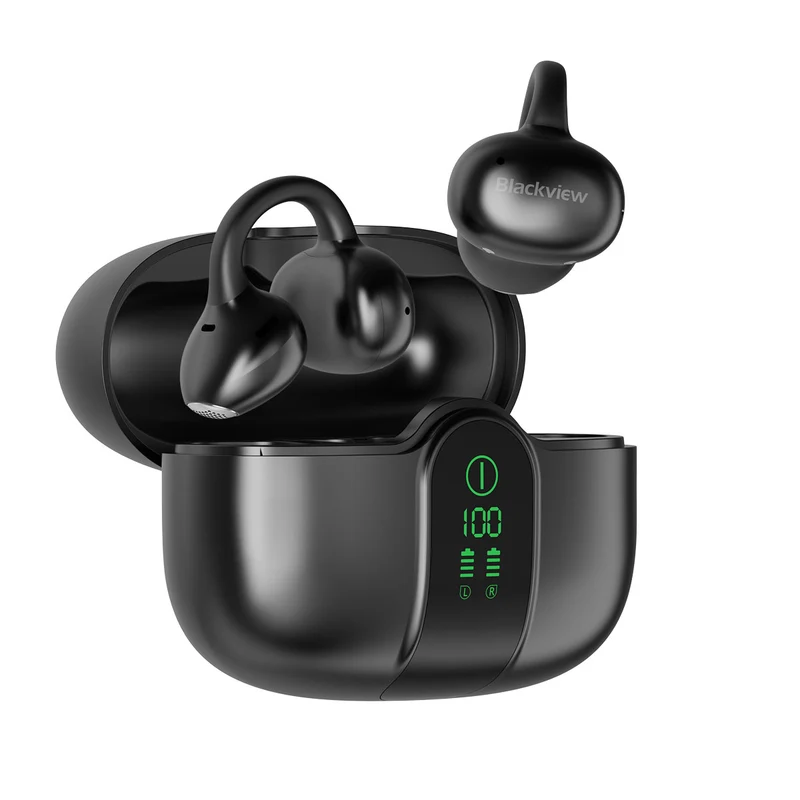 Blackview AirBuds 15 - Écouteurs OWS à clipser avec écran LED étanche IPX5 et Bluetooth 6.0