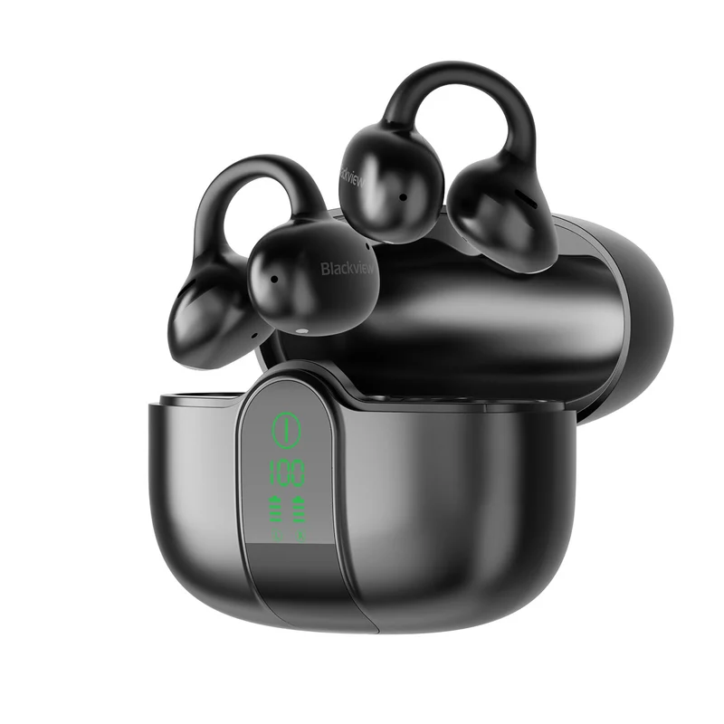 Blackview AirBuds 15 - Écouteurs OWS à clipser avec écran LED étanche IPX5 et Bluetooth 6.0