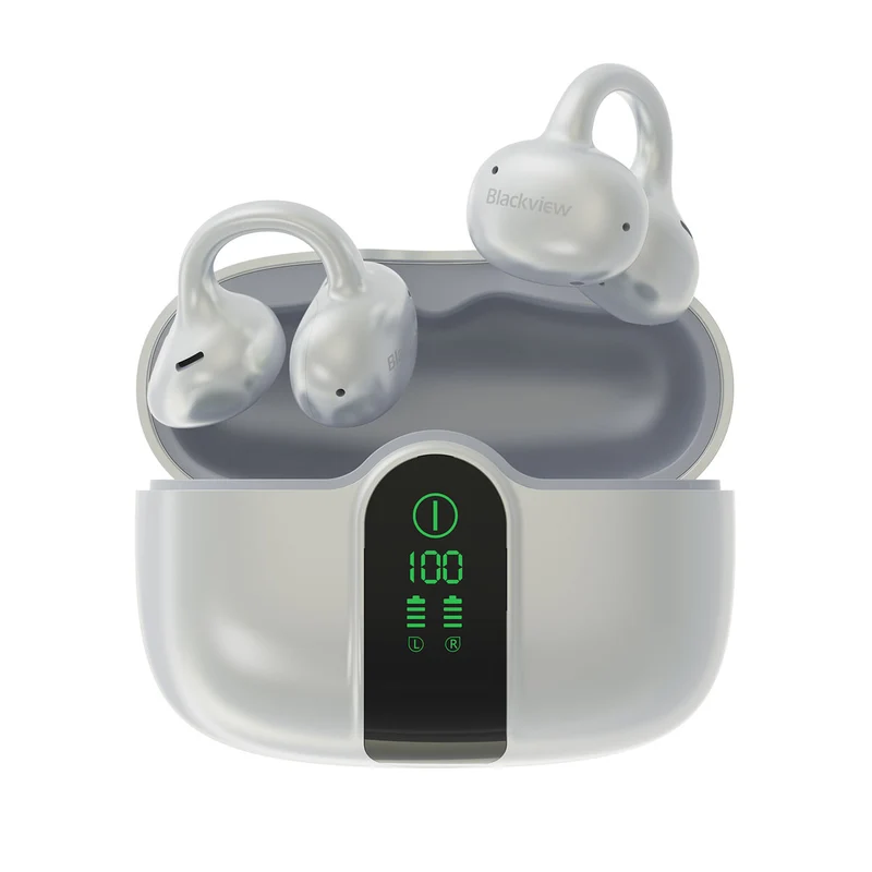 Blackview AirBuds 15 - Écouteurs OWS à clipser avec écran LED étanche IPX5 et Bluetooth 6.0
