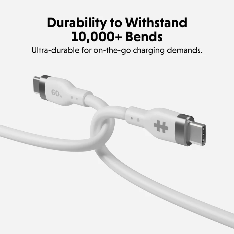 HyperJuice Câble de charge USB-C en silicone (1,5 m) - Blanc