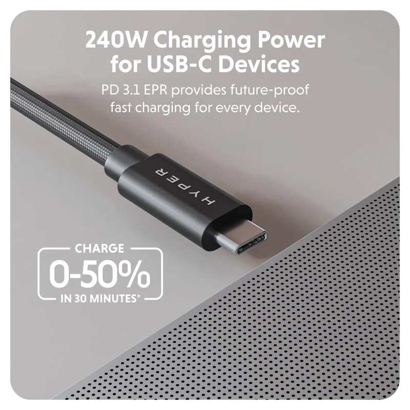Câble de performance HyperDrive Next USB4 Type-C (1,2 m) - Noir