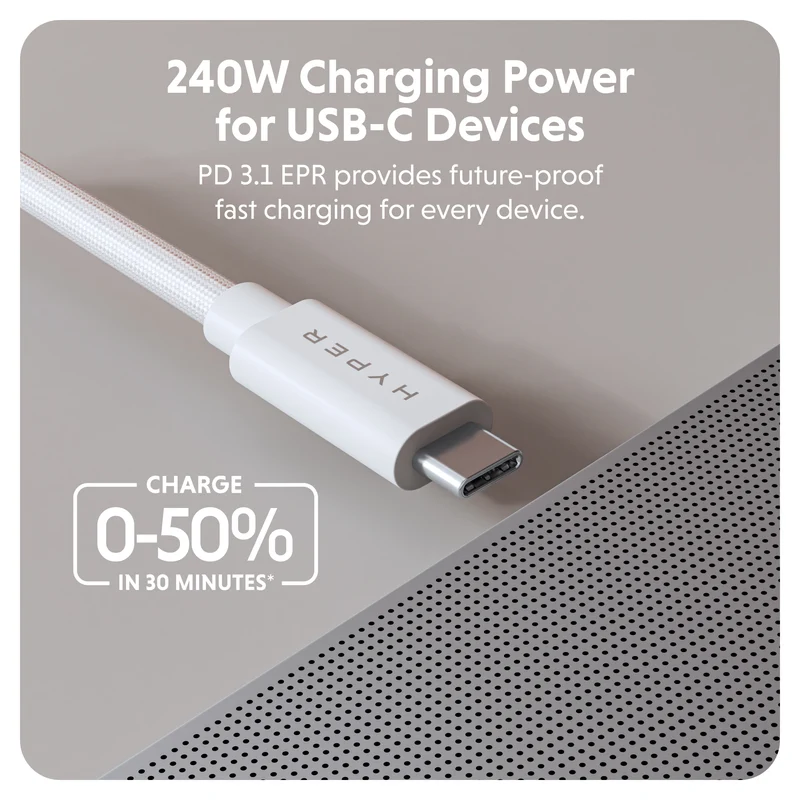 Câble de performance HyperDrive Next USB4 Type-C (1,2 m) - Blanc
