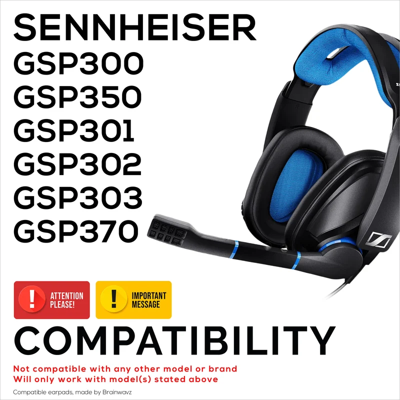 Coussinets de rechange pour écouteurs SENNHEISER GSP300, GSP350, GSP301, GSP302, GSP303 et GSP370 - Cuir PU souple et mousse à mémoire de forme