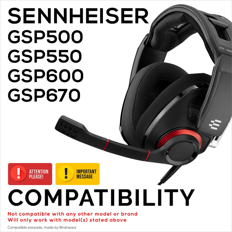 Coussinets de rechange pour écouteurs Sennheiser GSP500, GSP550, GSP600 et GSP670 - Cuir PU et mousse à mémoire de forme