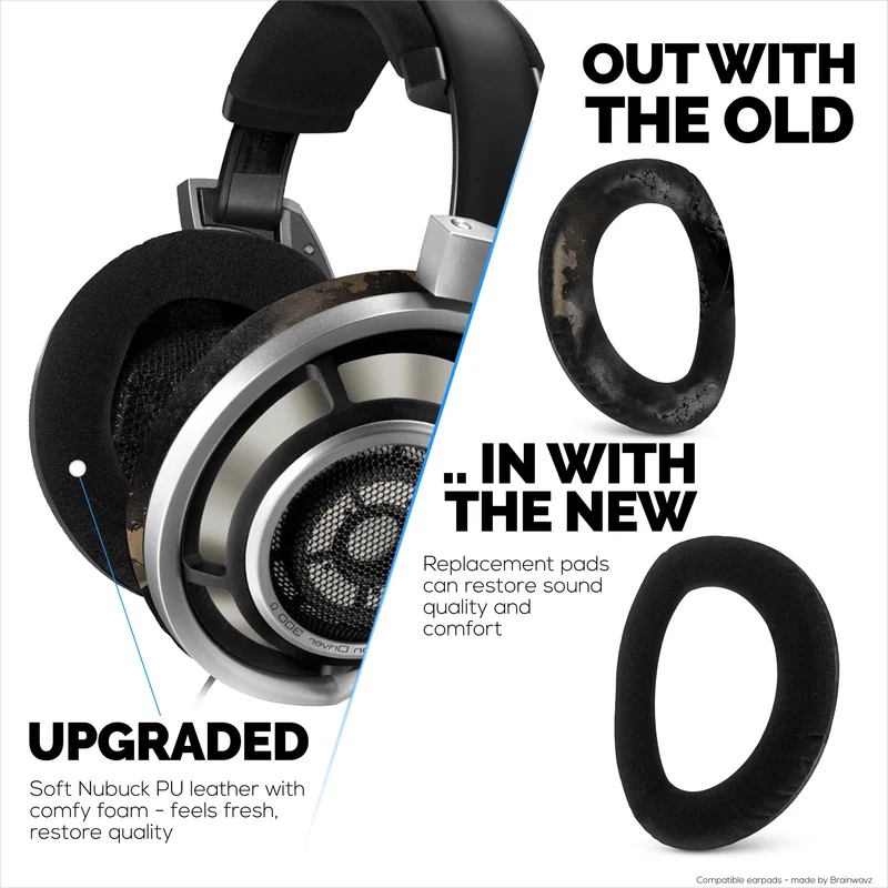 Coussinets de rechange pour casque Sennheiser HD800 - Cuir PU et mousse souple