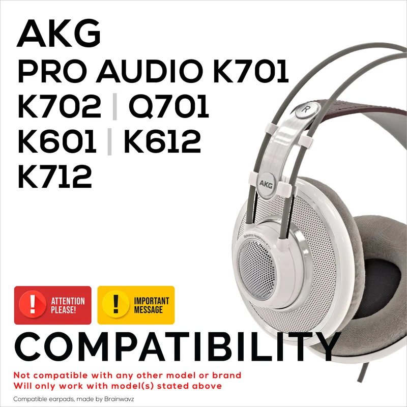 Coussinets de rechange pour casques AKG K701, K702, Q701, K601, K612, K712 - Velours doux et mousse